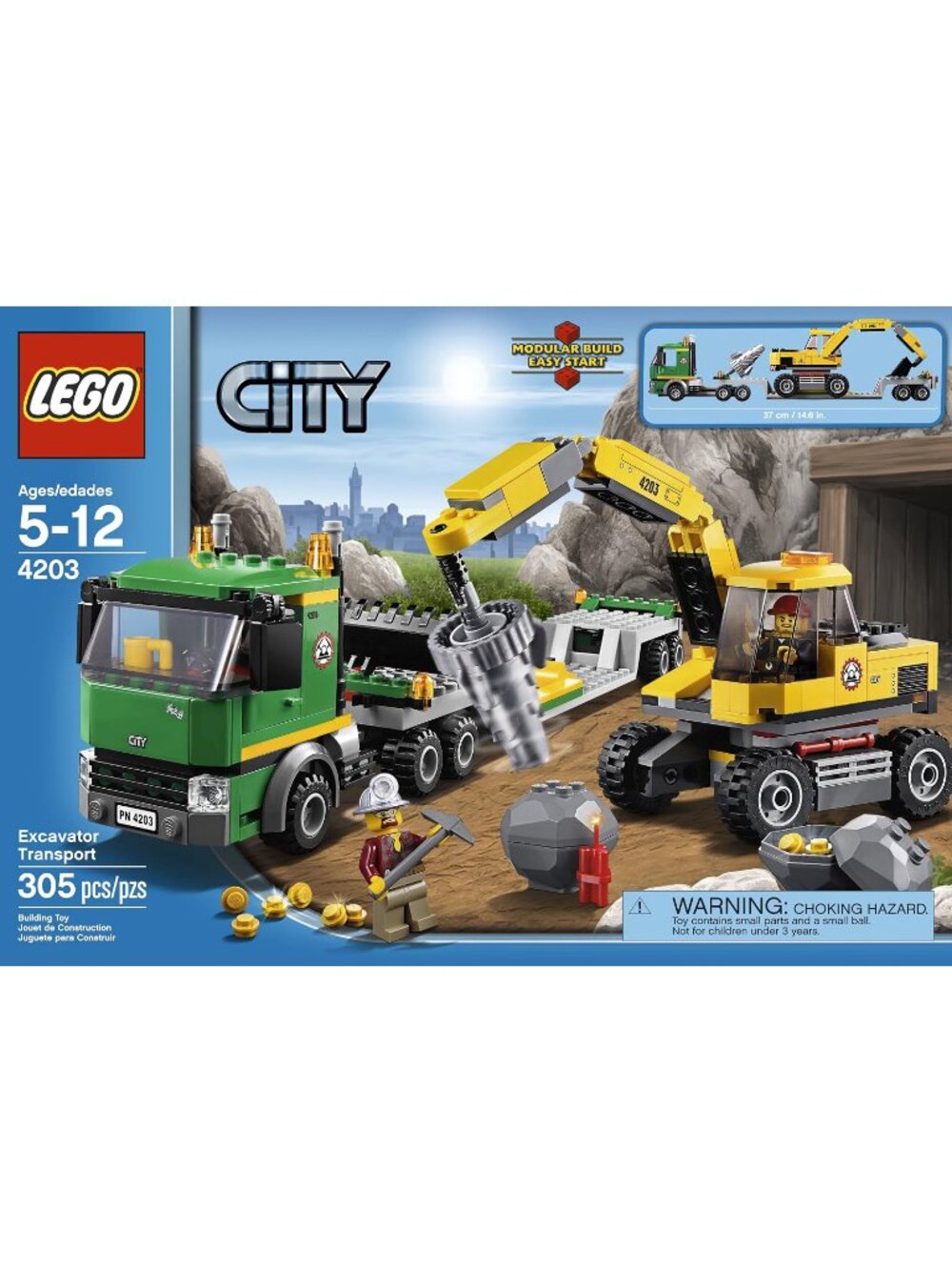 LEGO City 4203 Excavator Transport – Retired Complete Set w/ Box & Instructions